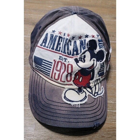 Disney Parks Epcot World Showcase America Mickey Adult Flex  Hat Cap Est 1928 - Picture 1 of 5